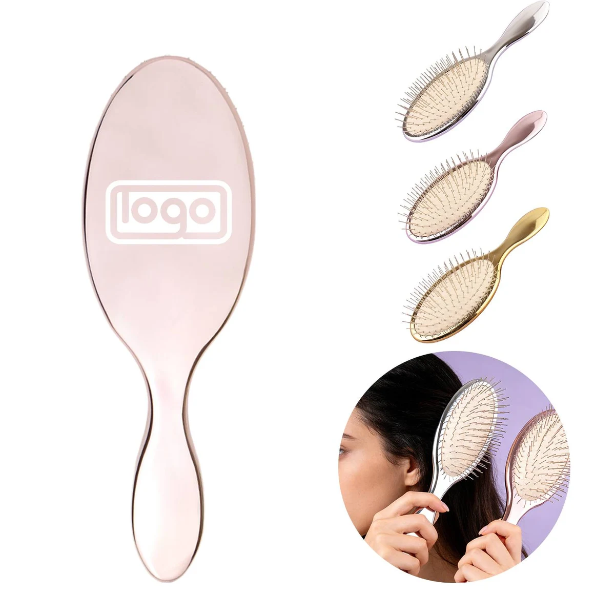 Electroplated Cushion Silver Pin Hair Brush 1