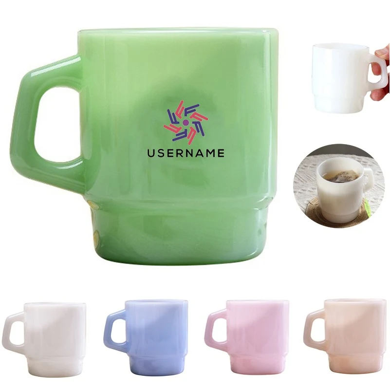 8oz Jade Stacked Coffee Tea Cup with Handle 1