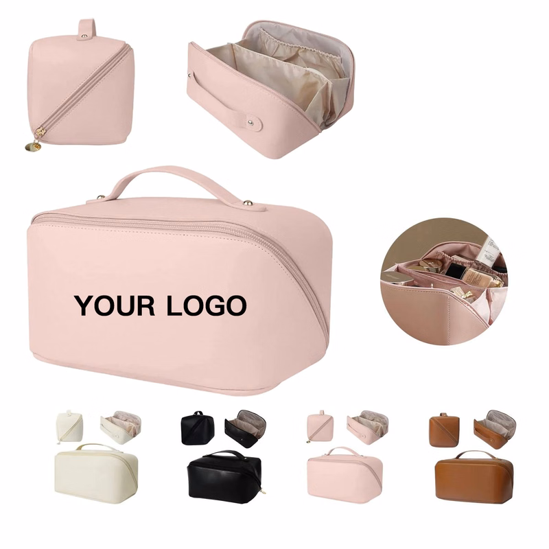 Compact PU Cosmetic Bag for Travel or Daily Toiletries
