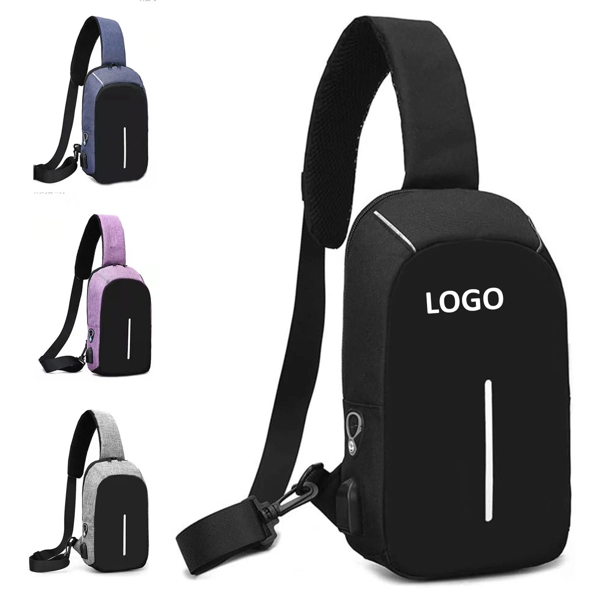 Multi Pockets Chest Bag With USB Charging Port 1