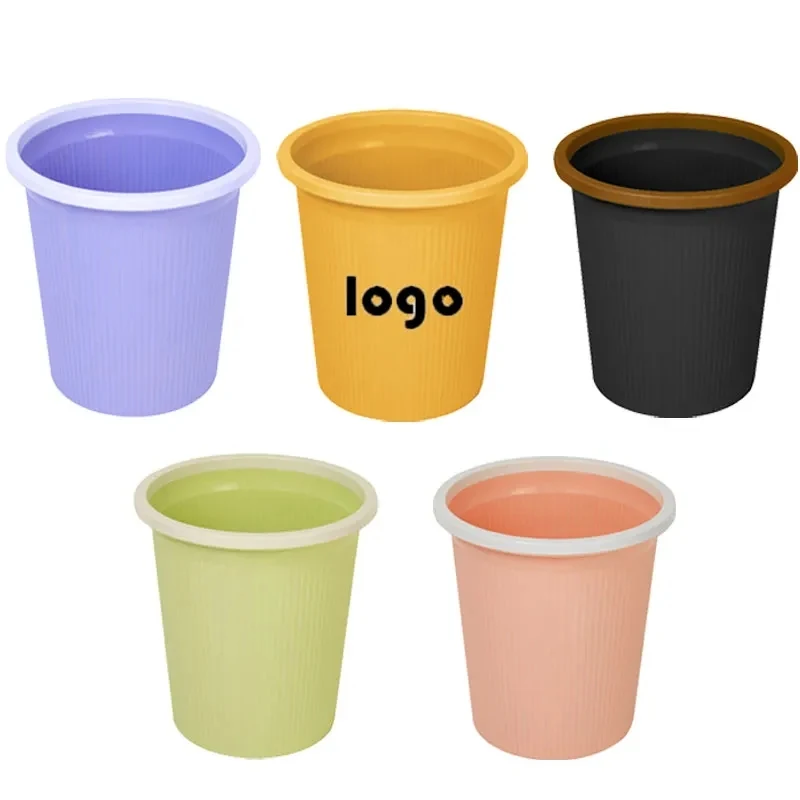 Plastic Cylinder Trash Can, promotional household item with logo imprint 1