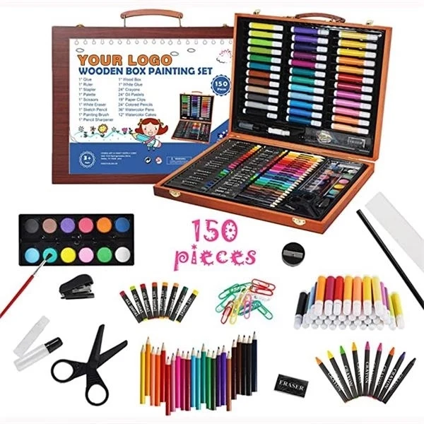 150 Pieces Kids Deluxe Artist Painting Set With Wooden Case 1
