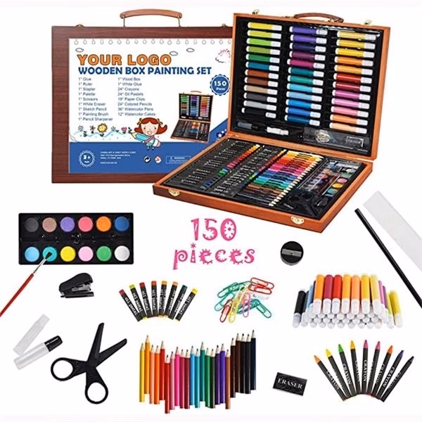 150 Pieces Kids Deluxe Artist Painting Set With Wooden Case