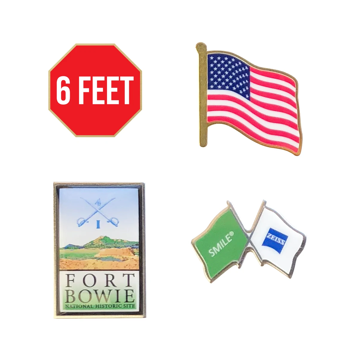 USA MADE Laminated Full Color Metal Lapel Pin - Small Non Stock Shapes 1