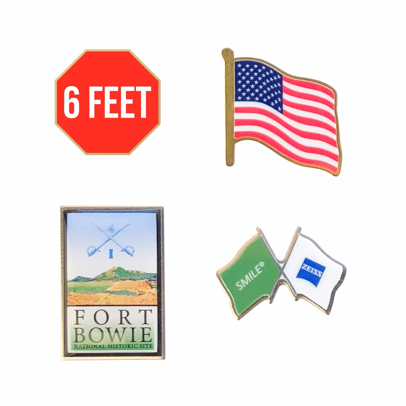 USA MADE Laminated Full Color Metal Lapel Pin - Small Non Stock Shapes