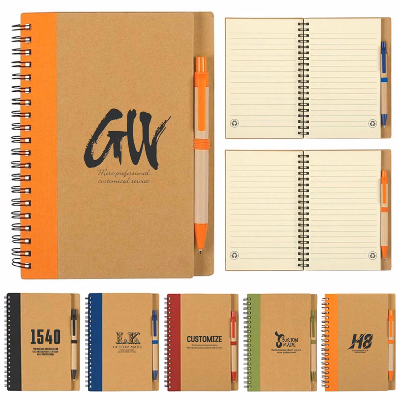 Mini Kraft Spiral Notepad with Pen