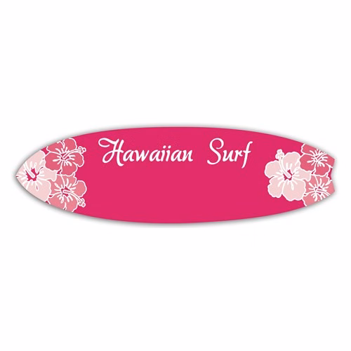UV Printed Poly Name Badge w/ Pin Fastener (1.625"x5.5") Surfboard