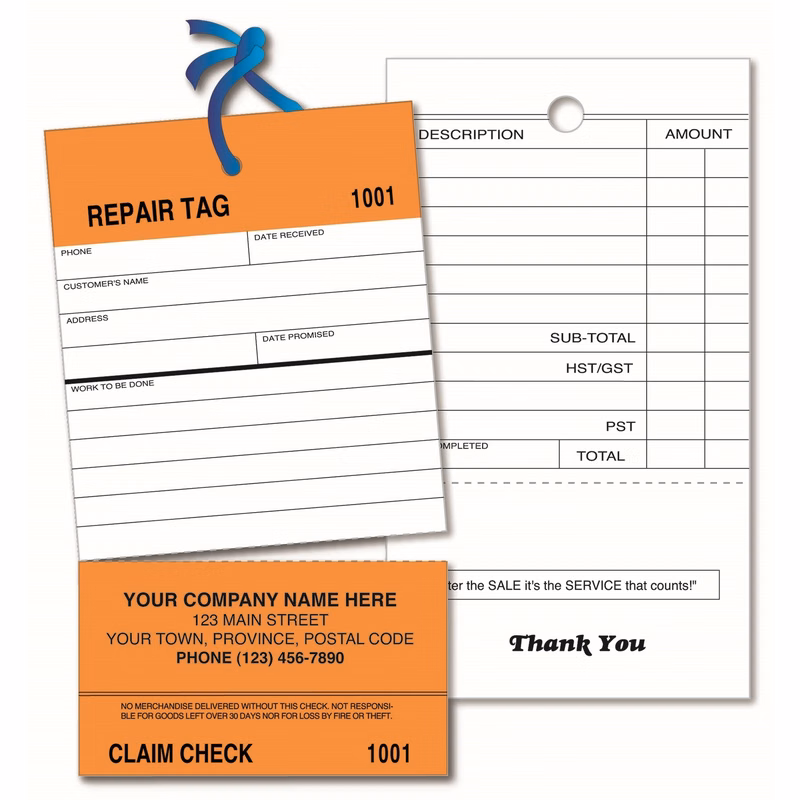 Service & Repair Tag / Claim Check Forms