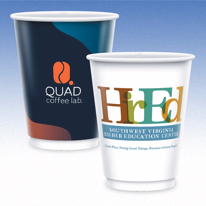 12 oz-Plastic-Free, Compostable, Recyclable Double Wall Paper Coffee Cups 