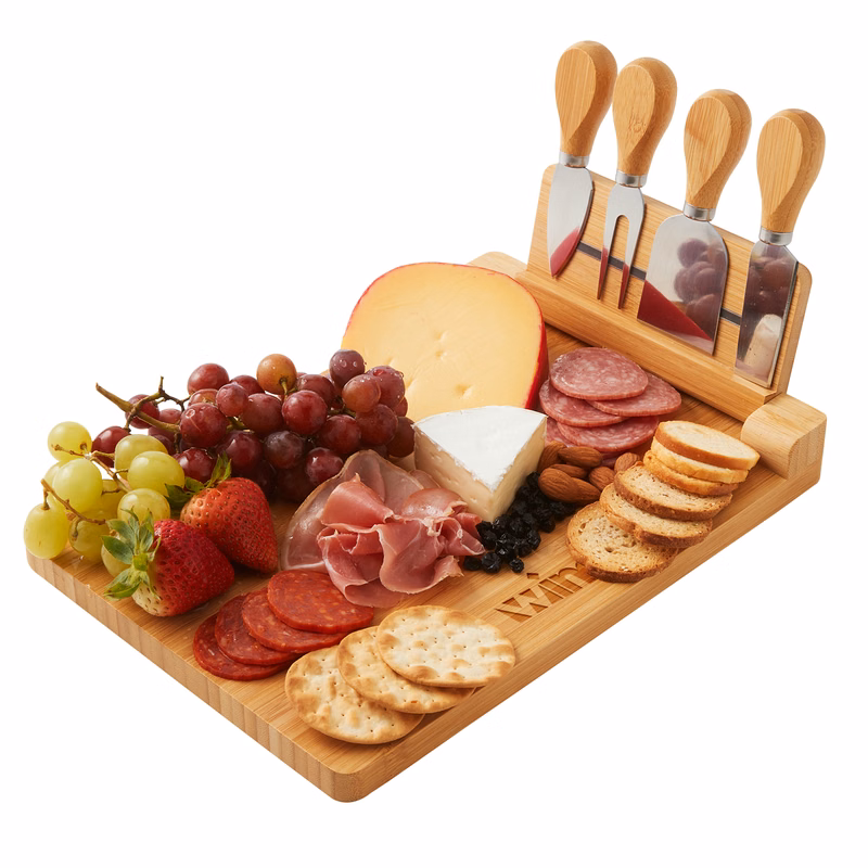 5-Piece Magnetic Bamboo Cheese Board Set