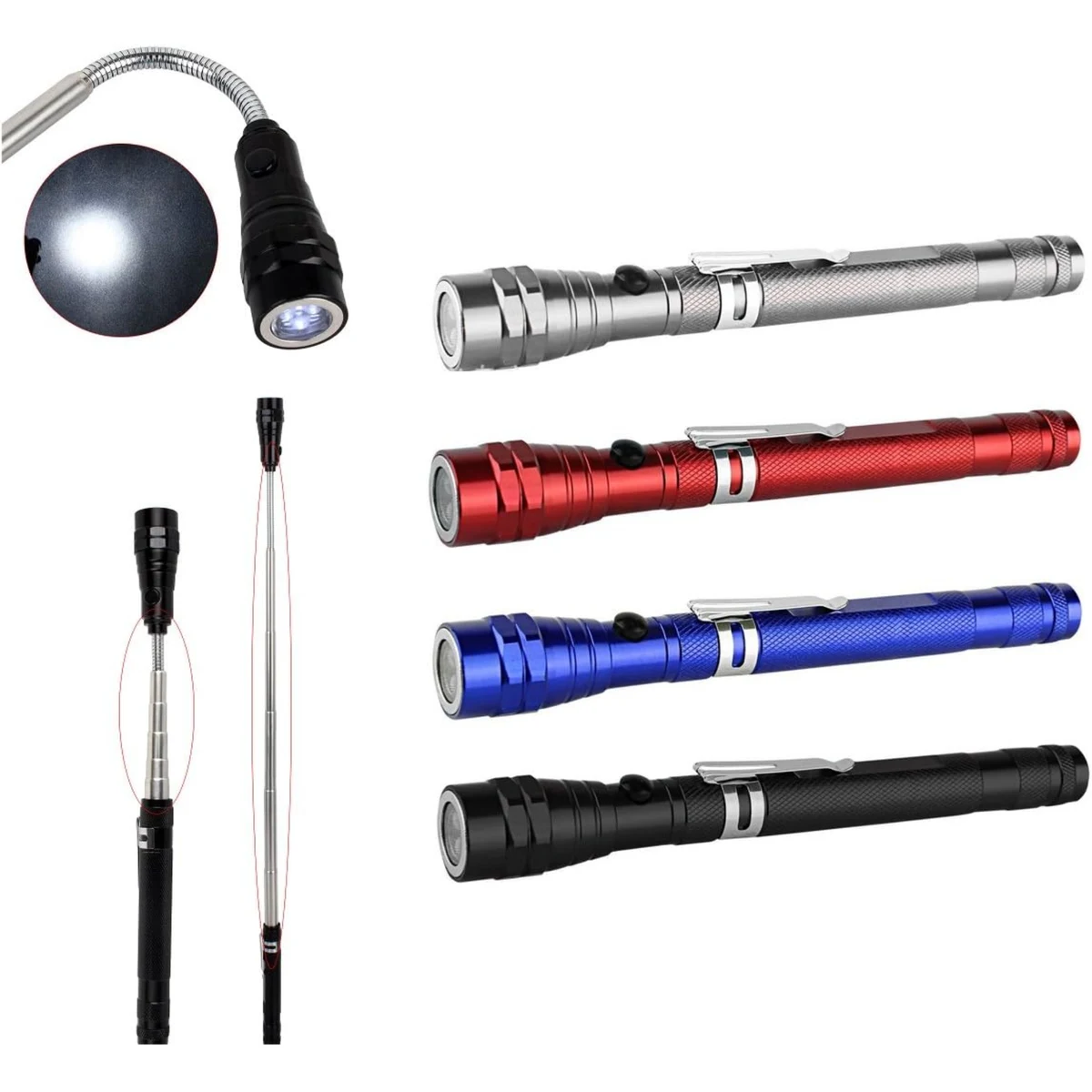 Telescopic Magnetic Pickup Tool With LED Flashlight 1
