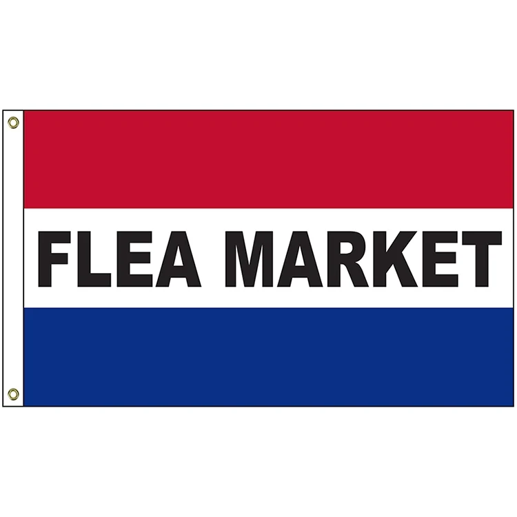 Flea Market 3' x 5' Message Flag with Heading and Grommets 1