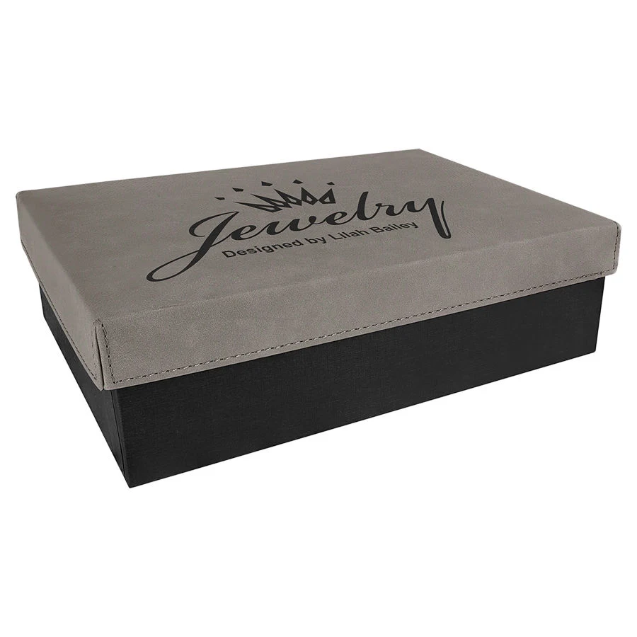 9 3/4" x 7" Gray Gift Box with Leatherette Lid 1