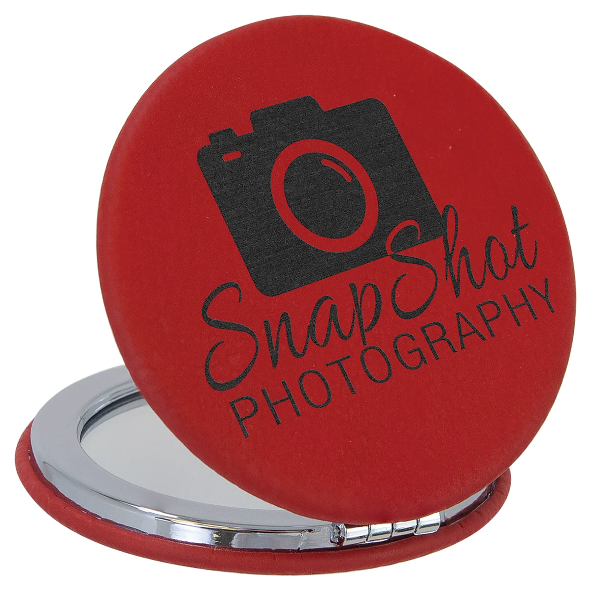 2 1/2" Red Leatherette Compact Mirror 1