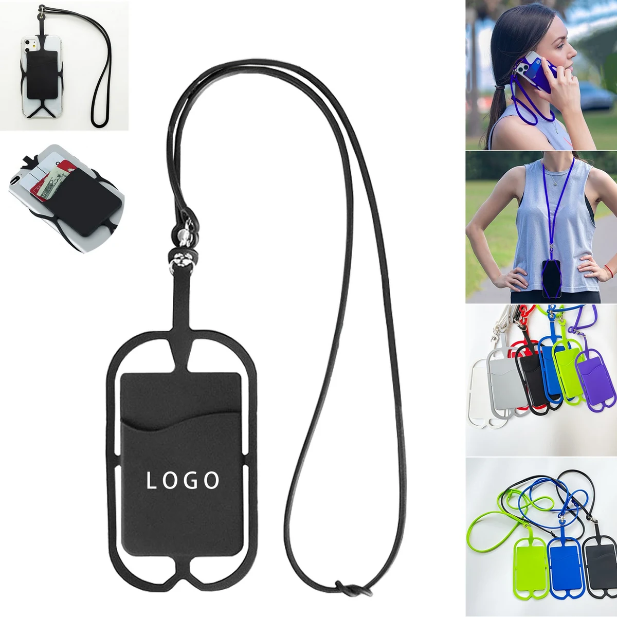 Silicone Neck Lanyard Cell Phone Wallet 1
