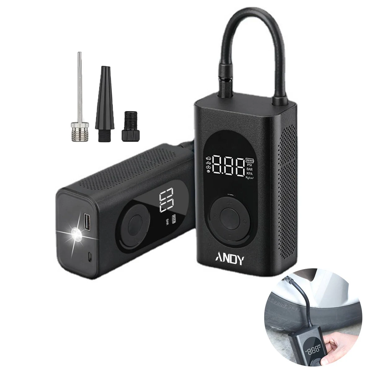Mini Portable Car Auto Wireless Rechargeable Air Pump 1