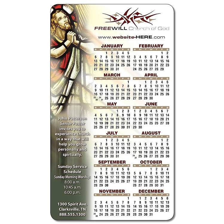 Religious Calendar Magnet - 4x7 Round Corners - 25 mil. 1