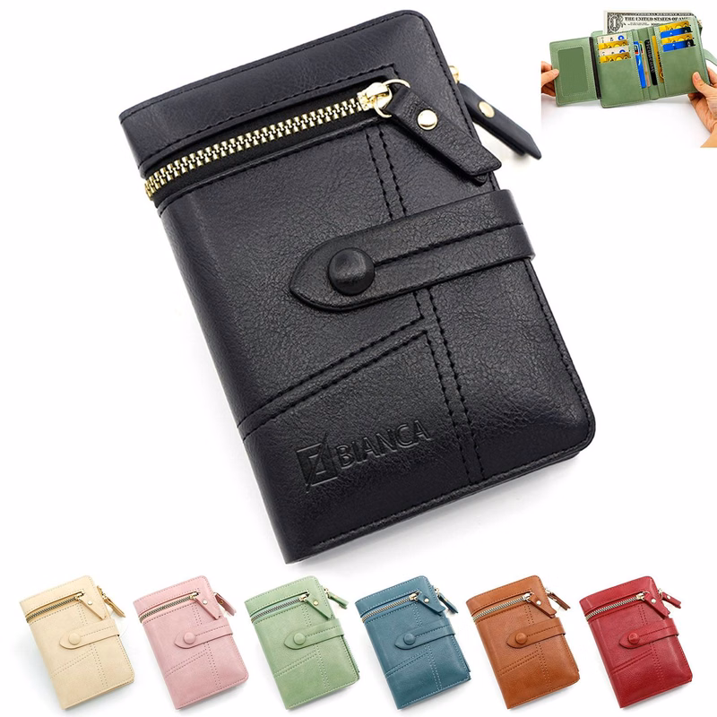 Women's PU Leather Short Zipper Purse