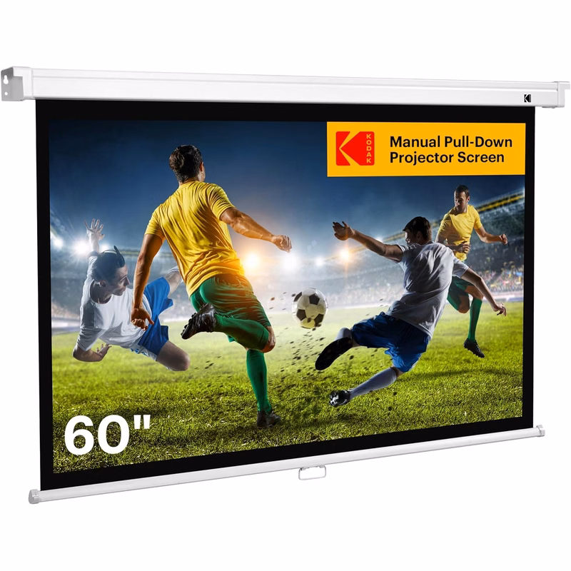 KODAK Manual Pull-Down White Projector Screen 60" Inch | Large 16:9 Office, Home Movie Theater Sc...
