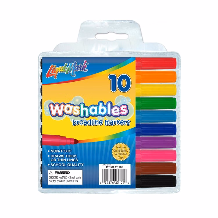 Washable Markers - Broad Tip 10 Colors