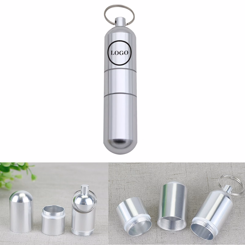 Portable Aluminum Alloy Pill Case With Keychain