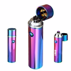 Cylinder Dual Electric Arc Lighter With Flip Cap And USB Charging