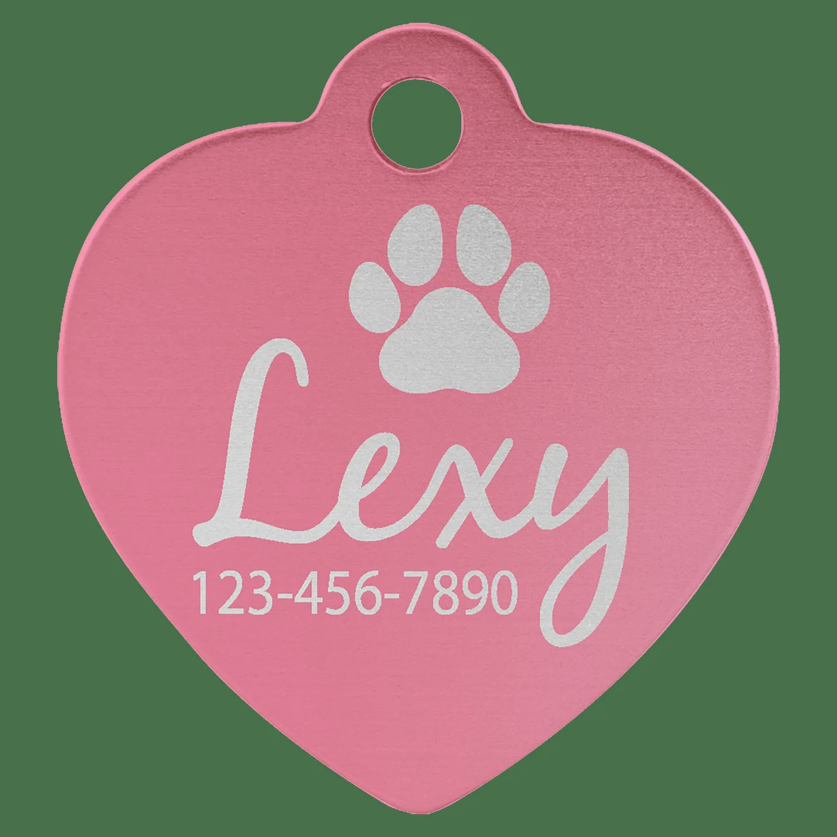 1 1/4" x 1 1/4" Pink Anodized Aluminum Heart Pet Tag 1
