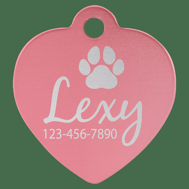1 1/4" x 1 1/4" Pink Anodized Aluminum Heart Pet Tag