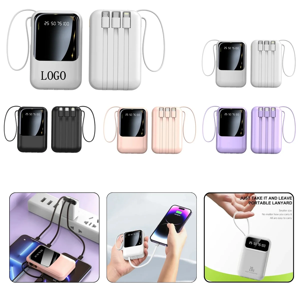 Full Color Rechargeable Power Bank 20000mAh 1