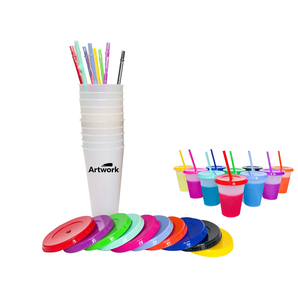 16oz Color Changing Plastic Straw Cup 1