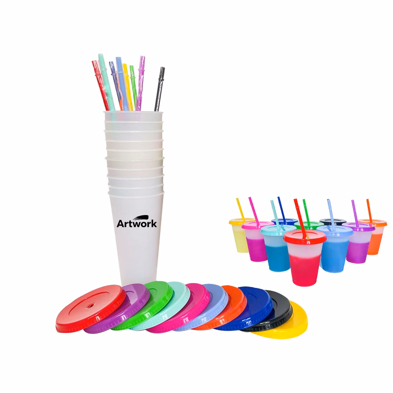 16oz Color Changing Plastic Straw Cup