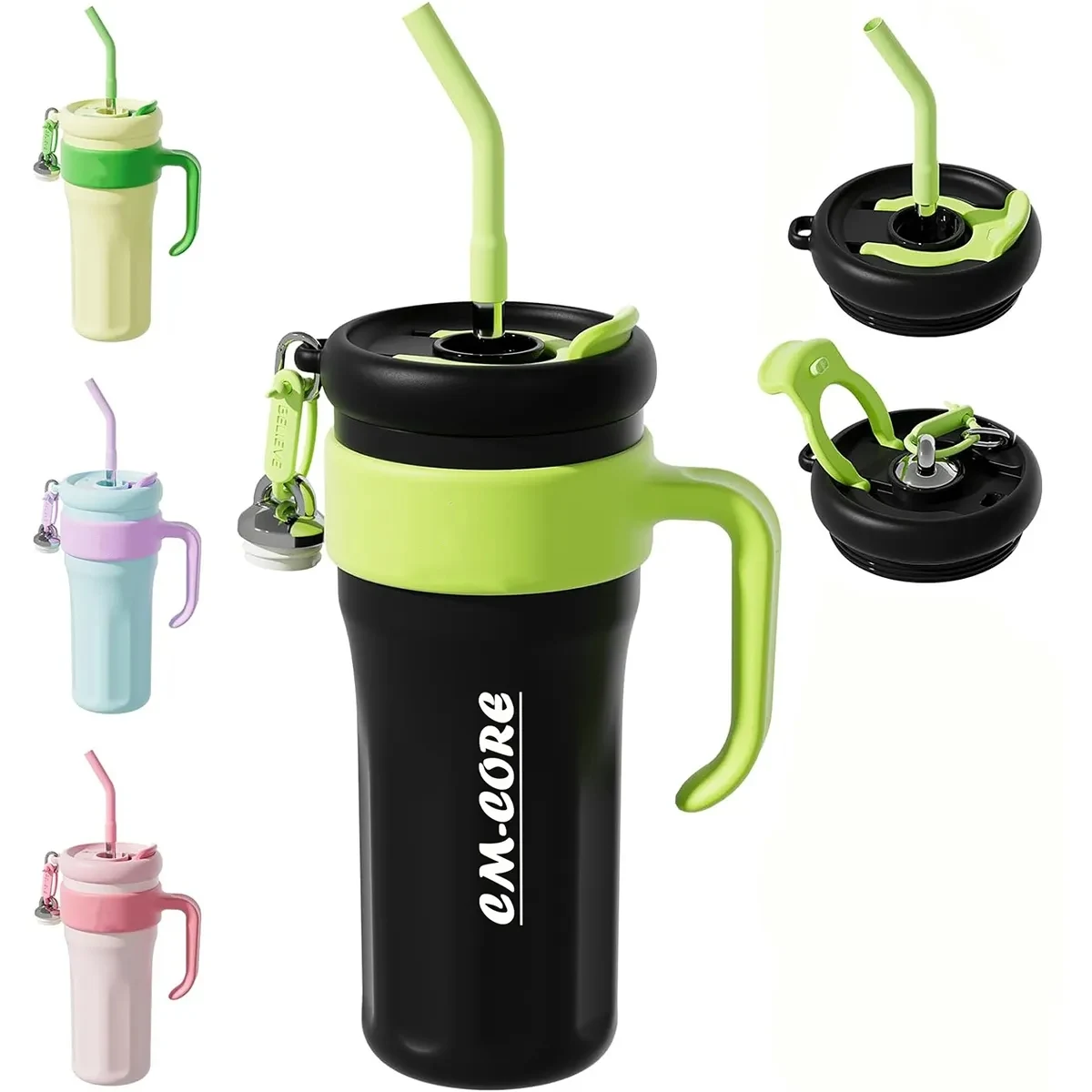 42oz Reusable Stainless Steel Straw Handle Tumbler 1