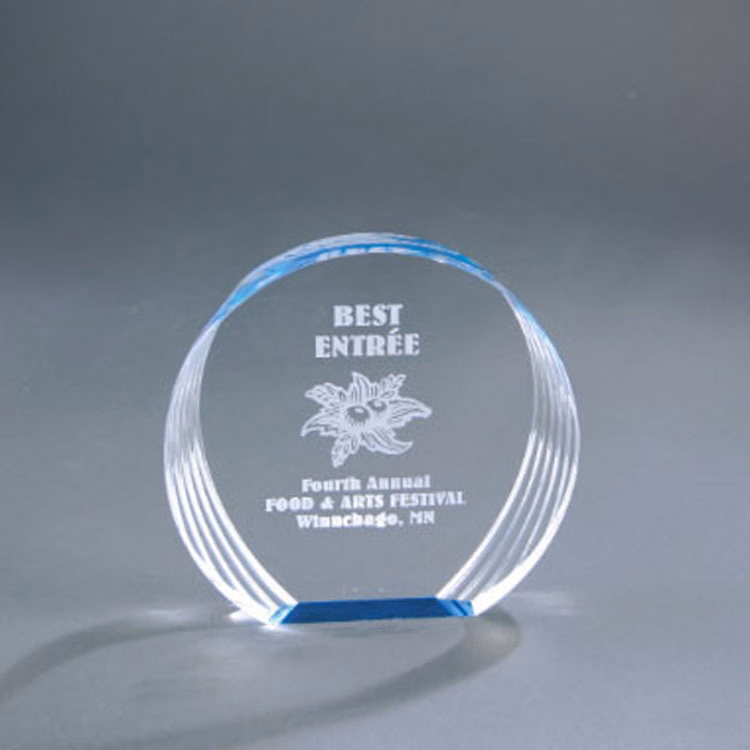 6.5" x 6" Blue Round Acrylic Trophy