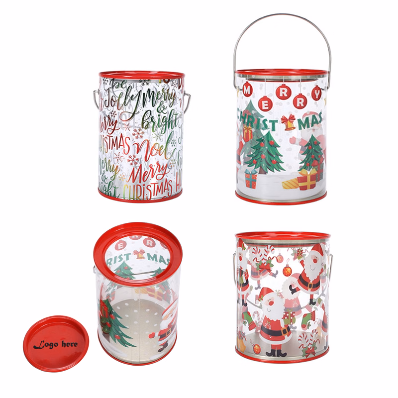 Christmas Tinplate Cover Candy Jar