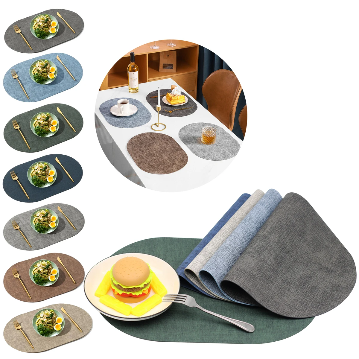 Double Sided Leather Oval Placemats 1
