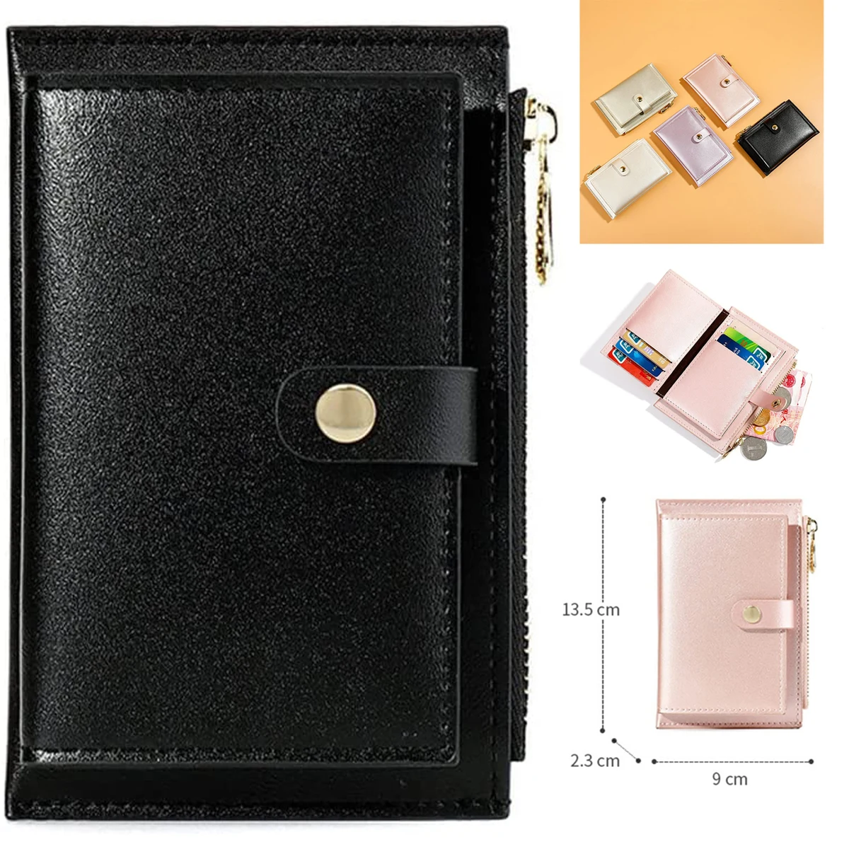 Pearl Laser PU Leather Zipper Short Ladies Coin Purse 1