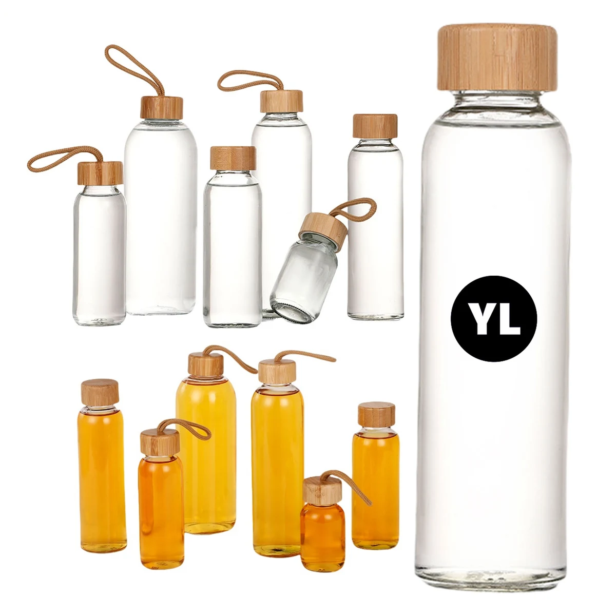 16OZ. Glass Water Bottle With Bamboo Lid 1