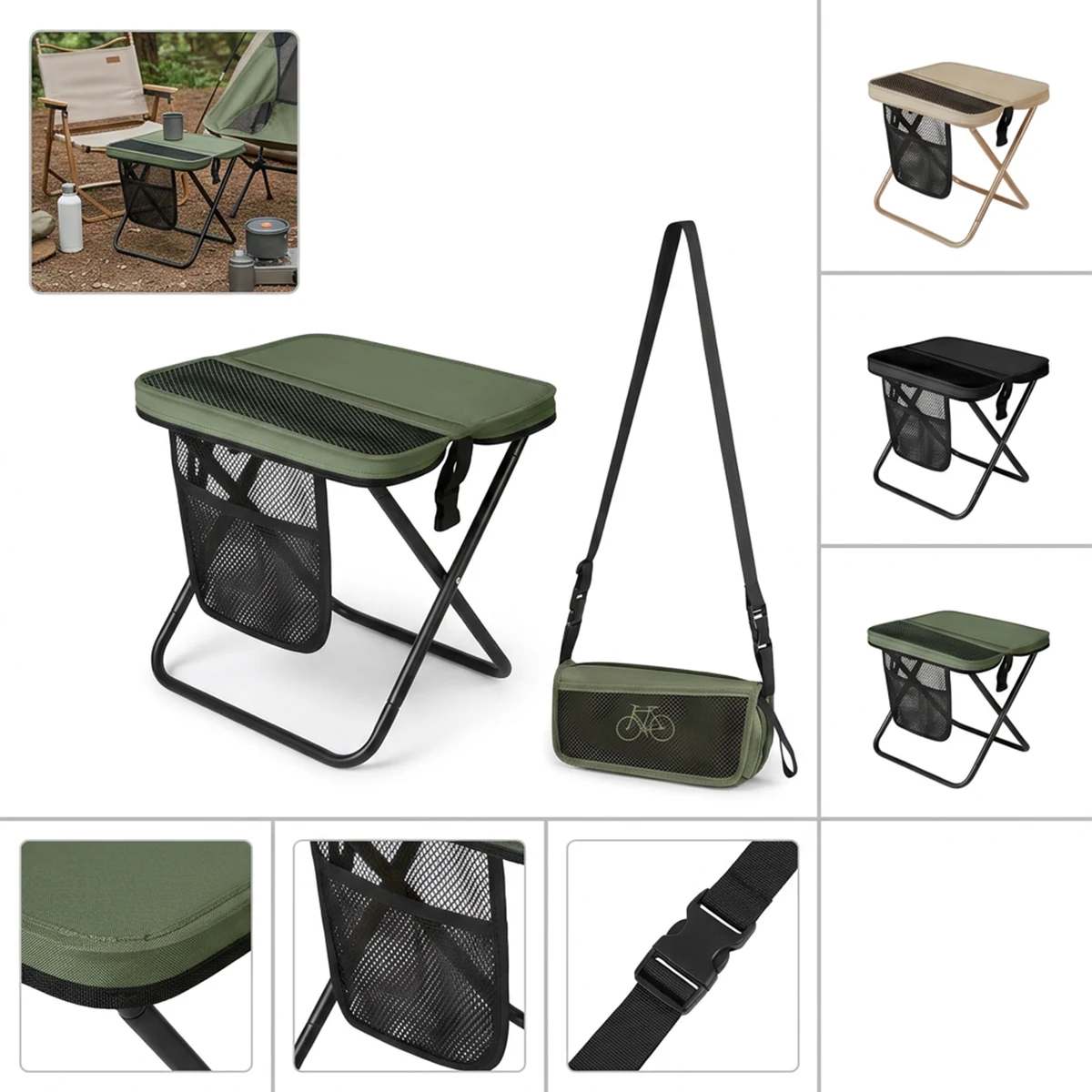 Portable Steel Frame Foldable Travel Stool 1