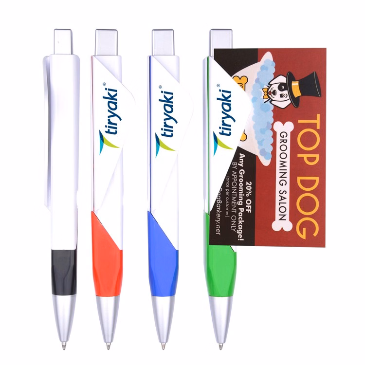 Plastic Pen w/ Business Card Holder