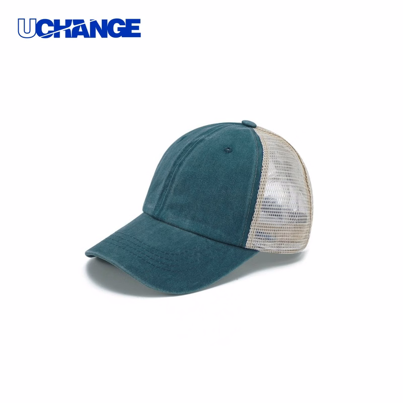 Washed Cotton Low Profile Baseball Cap Headwear with Mesh Back
