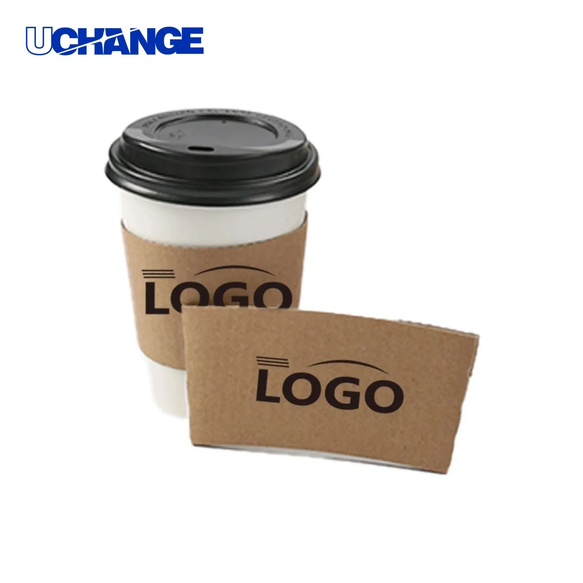 Double Corrugated Coffee Cup Sleeve Set, custom koozie with logo imprint 1