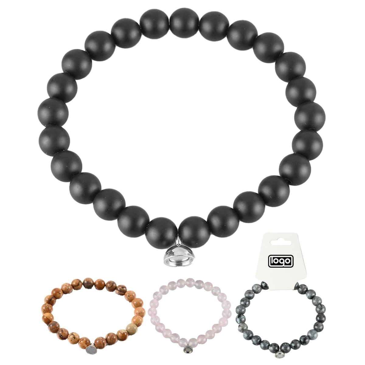 Natural Lava Stone Couple Bracelets with Magnet Bond Design 1