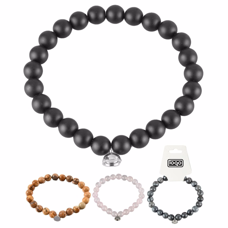 Natural Lava Stone Couple Bracelets with Magnet Bond Design