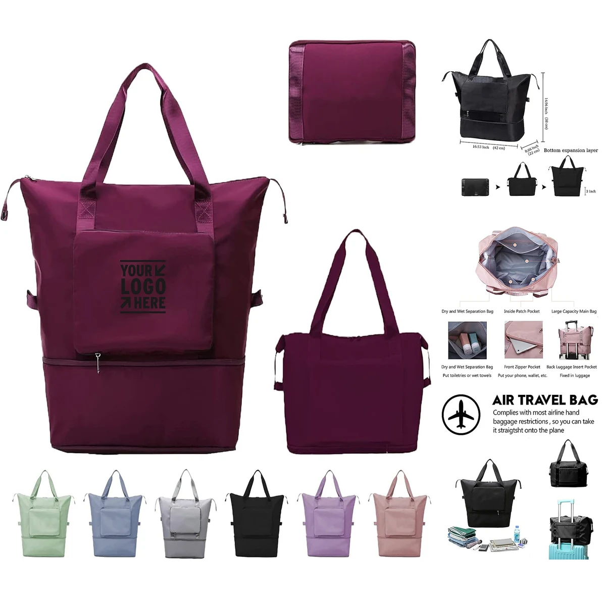 Forest Large Capacity Folding Dry Wet Separation Multifunctional Sport Shoulder Travel Duffel Bag 1