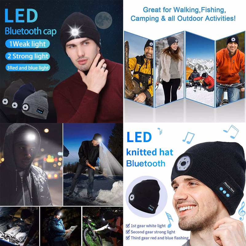 Bluetooth Unisex LED Beanie Hat with Light