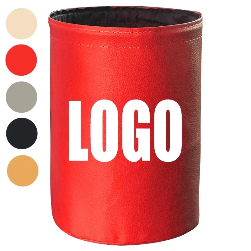 Collapsible Waterproof Portable PU Leather Car Trash Can 1