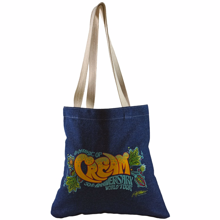 Flat Denim Tote, with Cotton Handles & Cotton Liner
