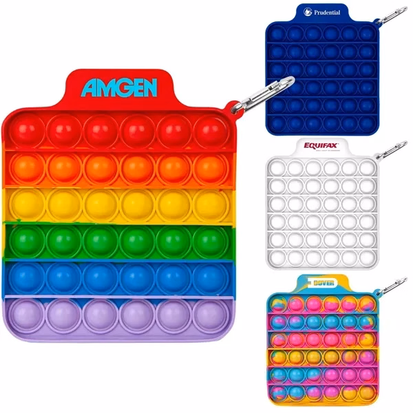 Custom Silicone Fiddle Popper with 36 Bubbles & Carabiner — Sensory Fidget Relief