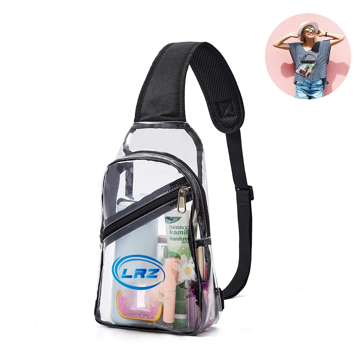 11"x 7" Clear Sling Bag Chest Backpack with Front Pocket 1