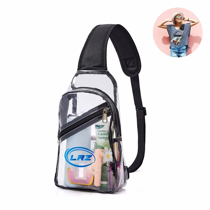 11"x 7" Clear Sling Bag Chest Backpack with Front Pocket